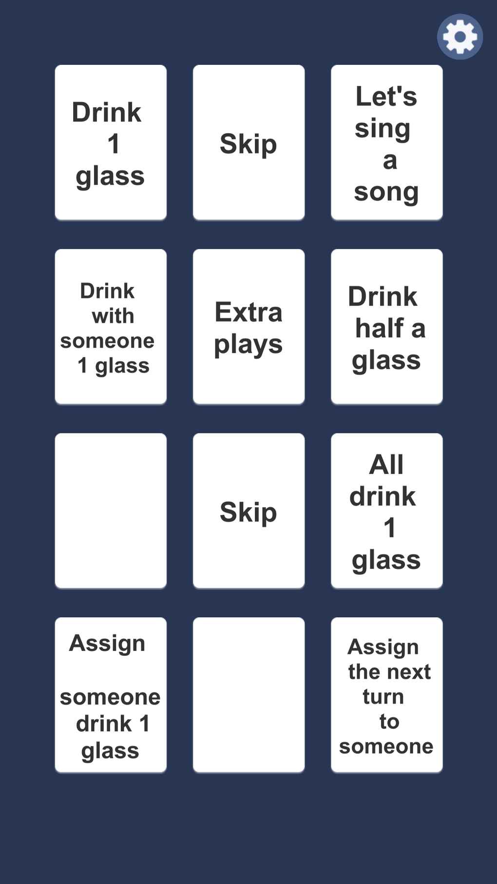 หน้าจอเปิดไพ่สุ่มคำสั่ง Party Fun Make Decisions